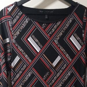 White House Black Market Black and Red Sheath Dress 3/4 Raglan Sleeves